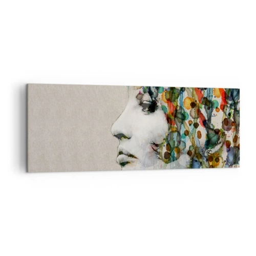 Lærredstryk - Billede på lærred - Hun kom ud af den grå - 140x50 cm