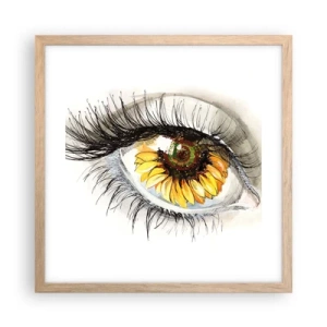 Plakat i ramme af lyst egetræ - Et look lige så varmt som sommeren - 40x40 cm