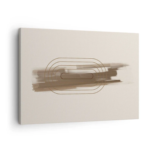 Lærredstryk - Billede på lærred - En minimalistisk komposition i beige og grå nuancer med et geometrisk mønster - 70x50cm - Et pust af gråvejr - Moderne vægdekoration til stue og soveværelse ARTTOR