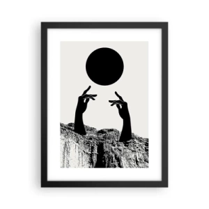 Plakat i sort ramme - Surrealistisk komposition: solen og resten - 30x40 cm