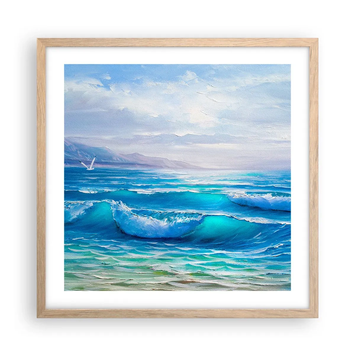 Plakat i ramme af lyst egetræ - Giver trøst - 50x50 cm