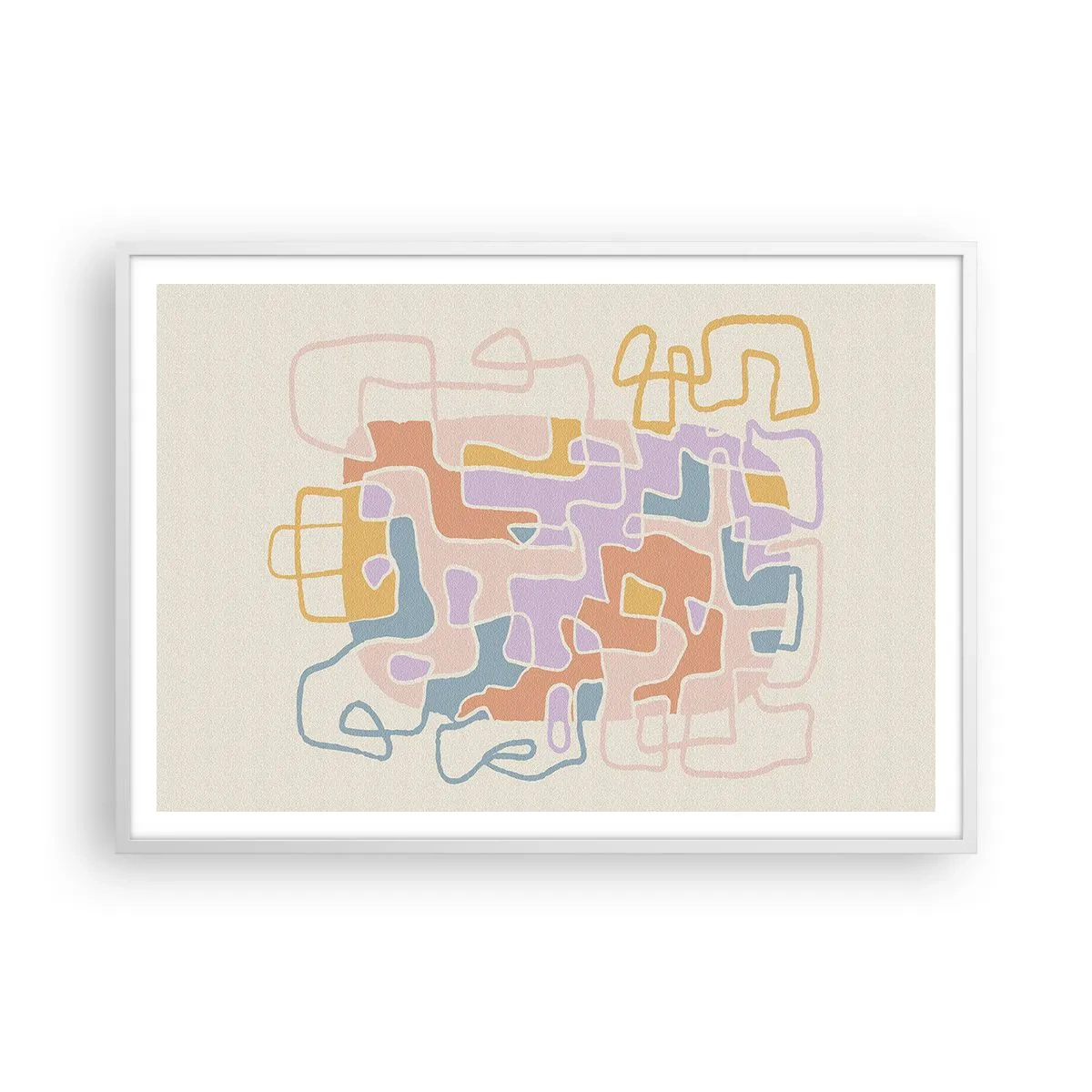 Plakat i hvid ramme - Labyrint - et glædeligt eventyr - 100x70 cm