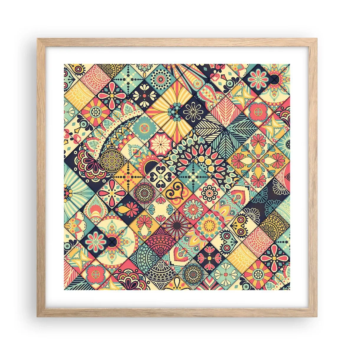 Plakat i ramme af lyst egetræ - Marokkansk stemning - 50x50 cm