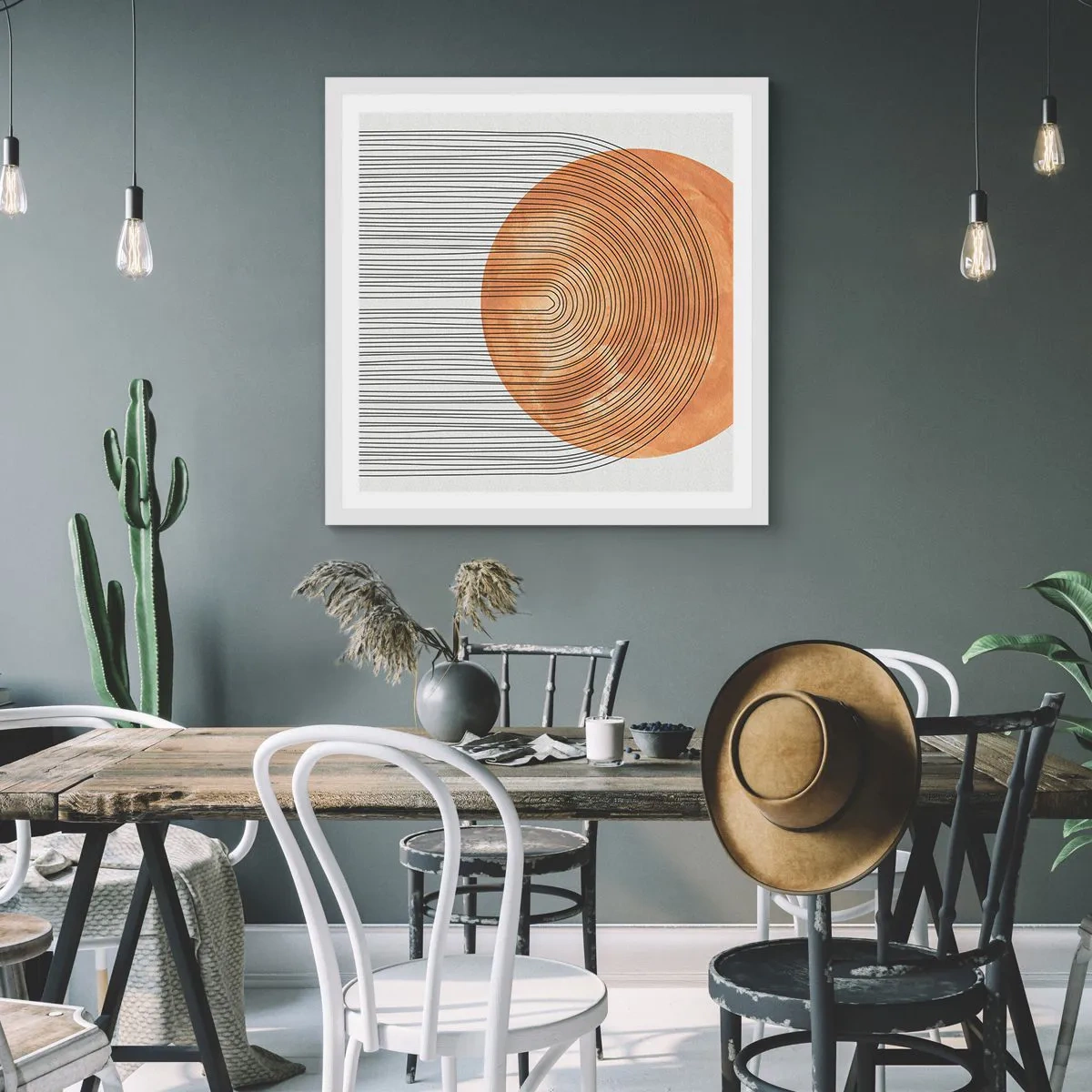 Plakat i hvid ramme - En solrig komposition - 50x50 cm