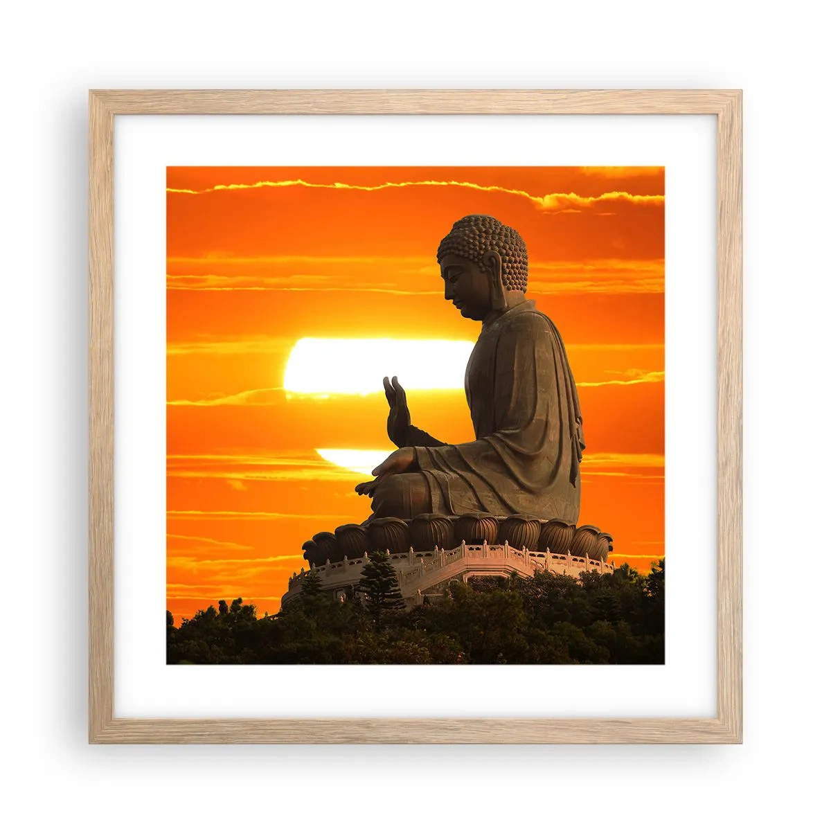 Plakat i ramme af lyst egetræ - Uden frygt for verden - 40x40 cm