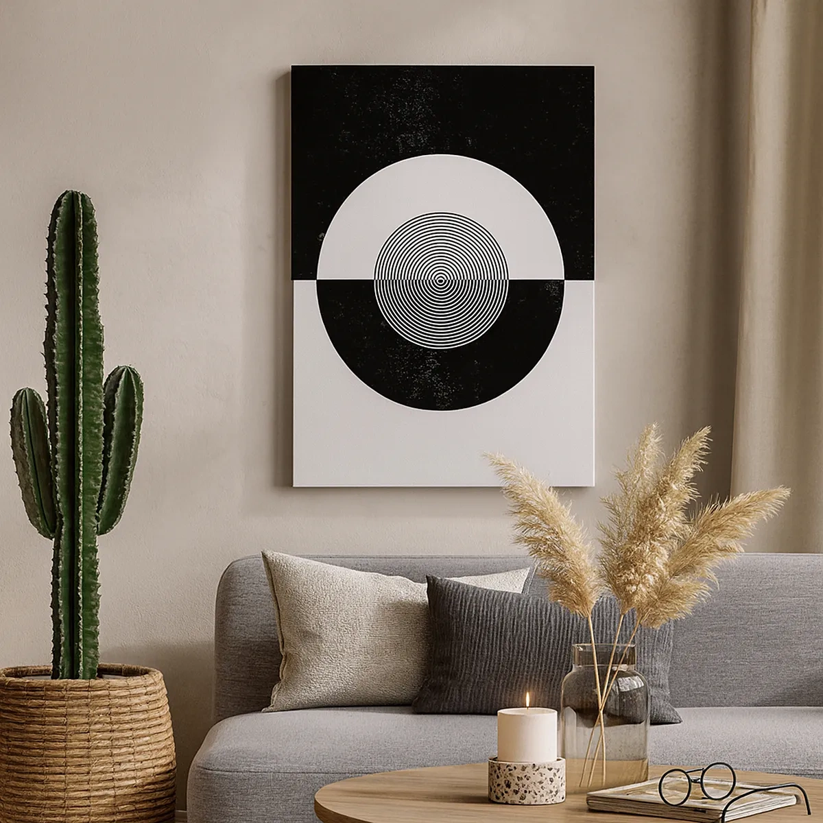 Lærredstryk - Billede på lærred - Harmoni i sort og hvidt - 50x70 cm