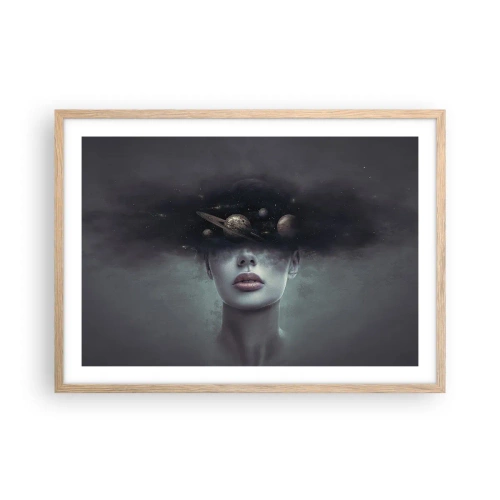 Plakat i ramme af lyst egetræ - Og planeterne er ved at gå amok... - 70x50 cm