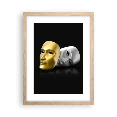 Plakat i ramme af lyst egetræ - Livet er teater - 30x40 cm