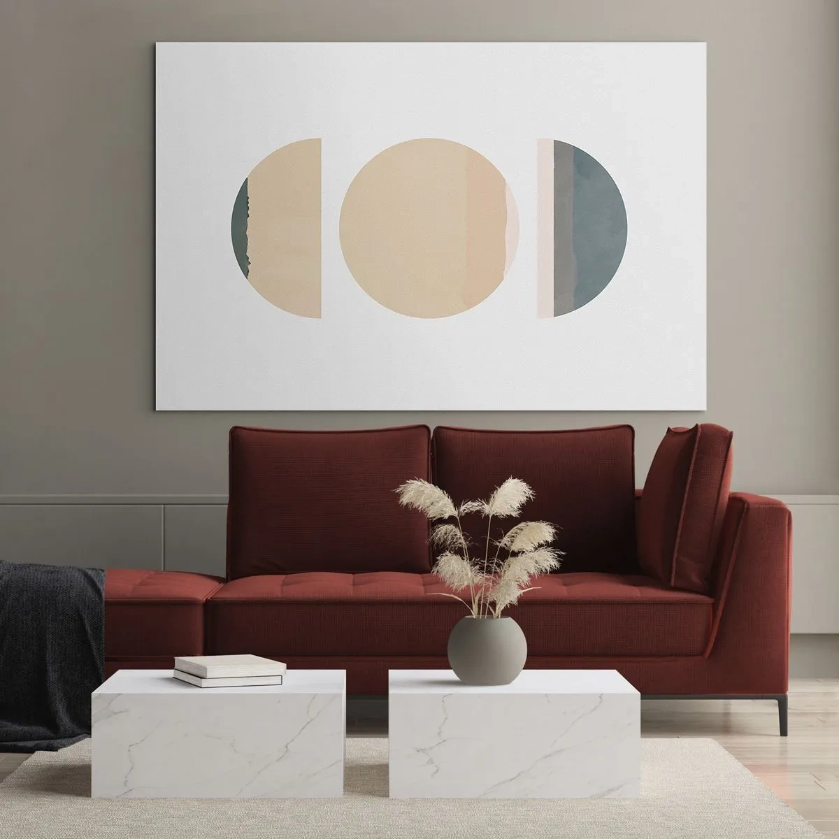 Billede på glas - Minimalistiske geometriske mønstre i pastelfarver - 70x50cm - Hjul for hjul - Moderne vægdekoration til stue og soveværelse ARTTOR