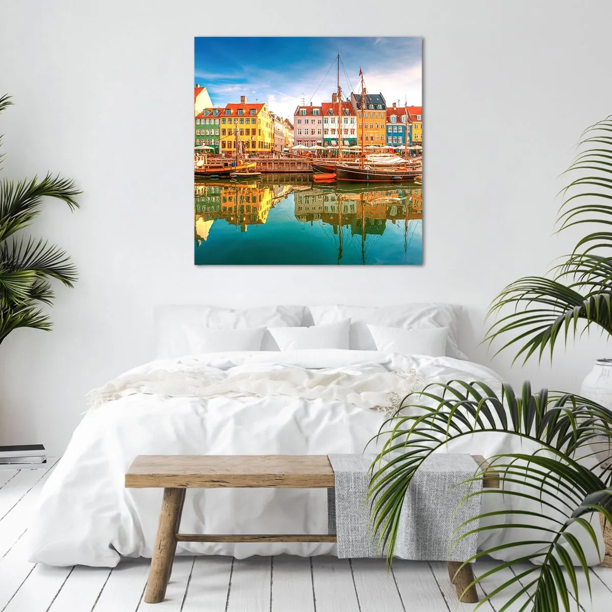 Lærredstryk - Billede på lærred - Over vand så glat som et spejl - 40x40 cm