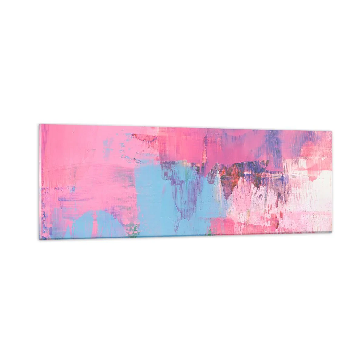 Billede på glas - Lyserød, blå og en knivspids lys - 90x30 cm