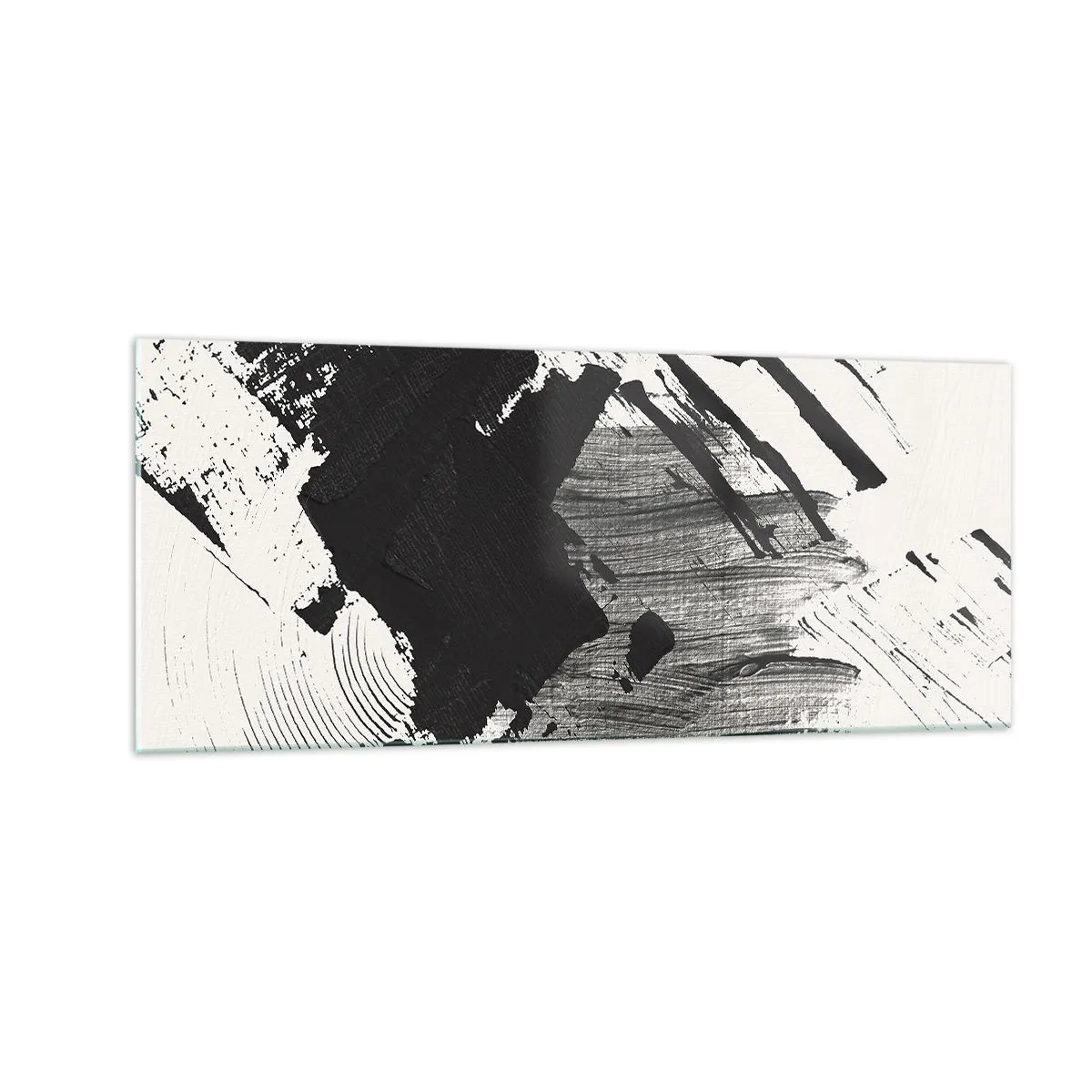 Billede på glas - Abstraktion - det sortes udtryk - 100x40 cm