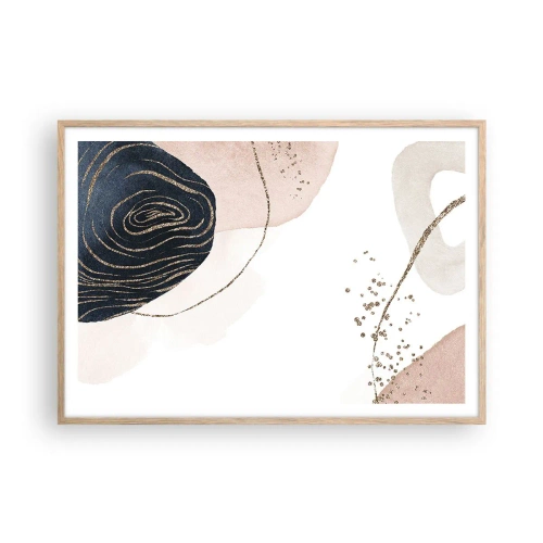 Plakat i ramme af lyst egetræ - Alt flyder - 100x70 cm