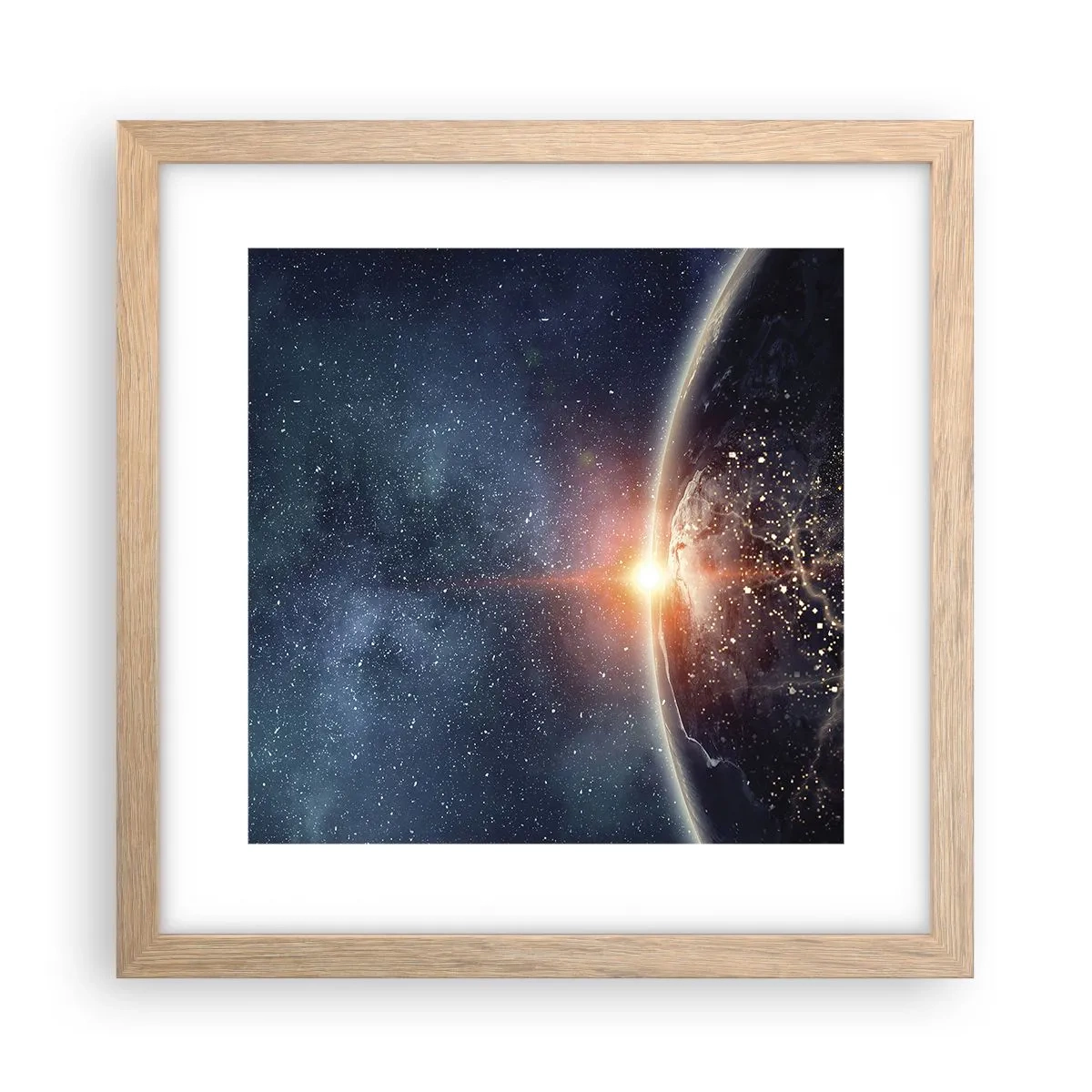 Plakat i ramme af lyst egetræ - I det nye perspektiv - 30x30 cm