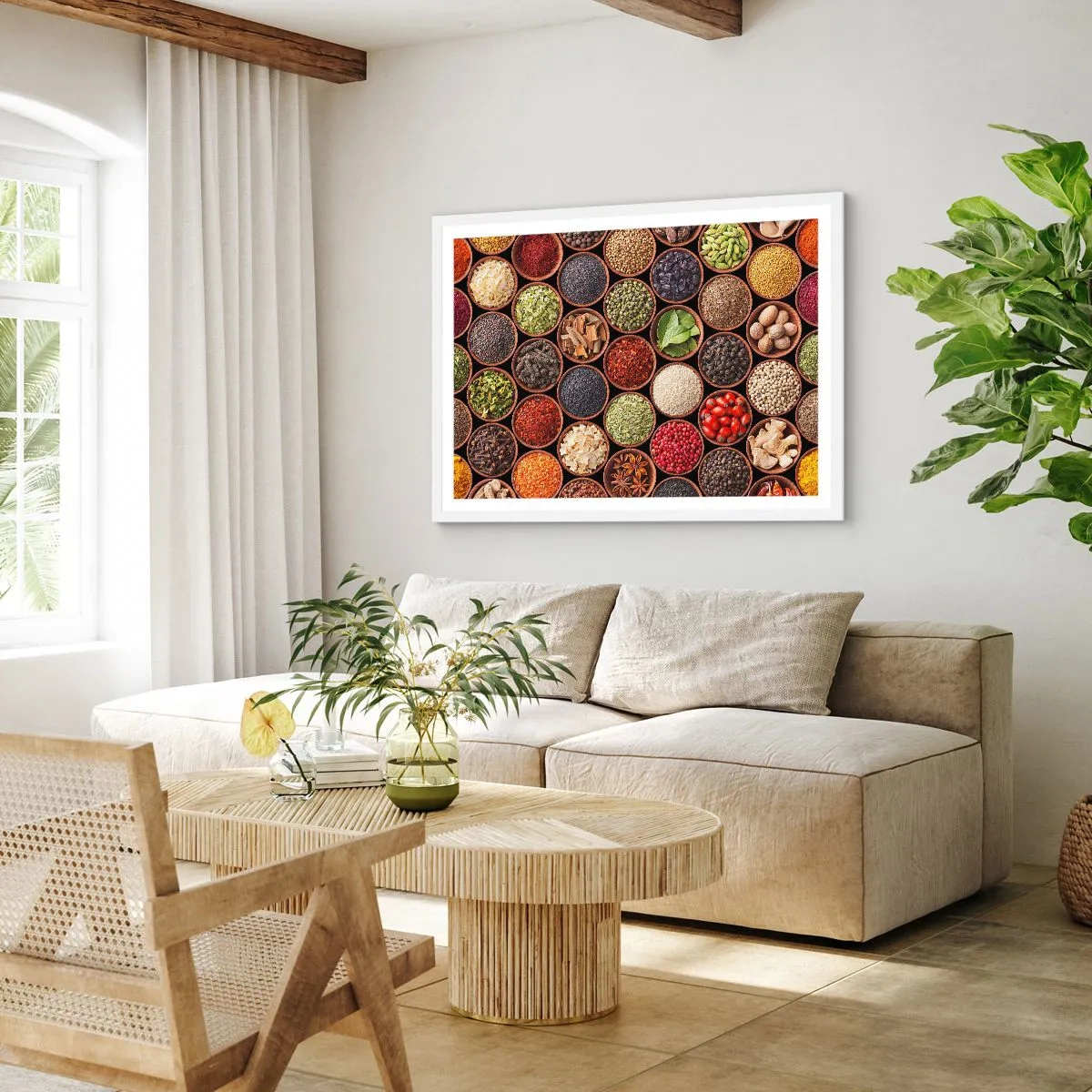 Plakat i hvid ramme - Alle verdens smage - 100x70 cm