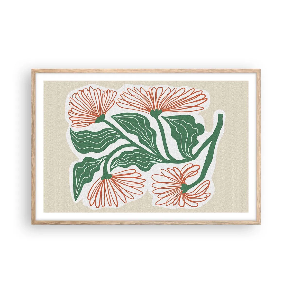 Plakat i ramme af lyst egetræ - Folkeligt og moderne - 91x61 cm