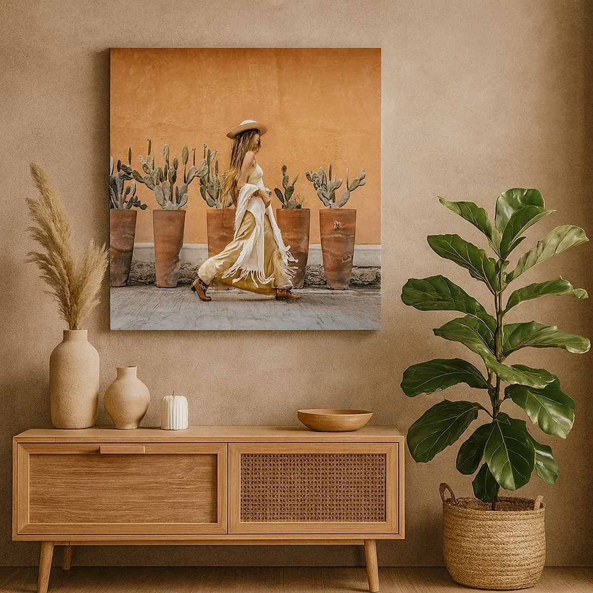 Lærredstryk - Billede på lærred - I en hippieagtig stil - 30x30 cm