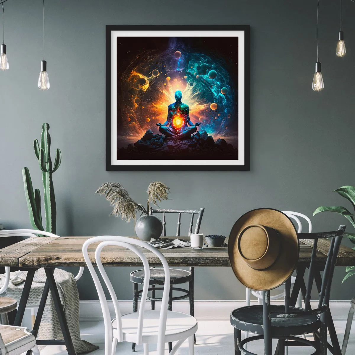 Plakat i sort ramme - Kosmisk ro - 50x50 cm