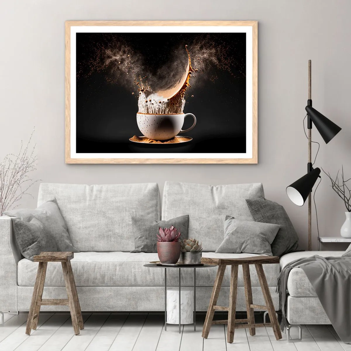 Plakat i ramme af lyst egetræ - En eksplosion af smag - 100x70 cm