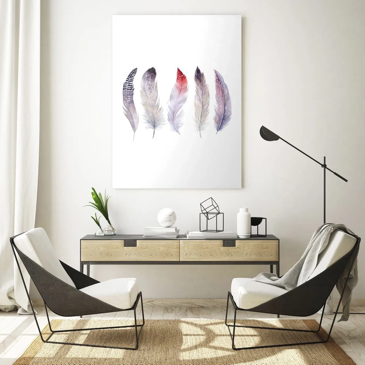 Billede på glas - Delikat som en flerfarvet tåge - 70x100 cm