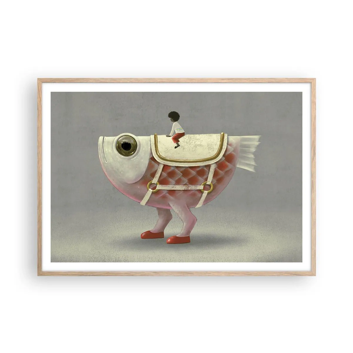 Plakat i ramme af lyst egetræ - Rybonski rytter - 100x70 cm