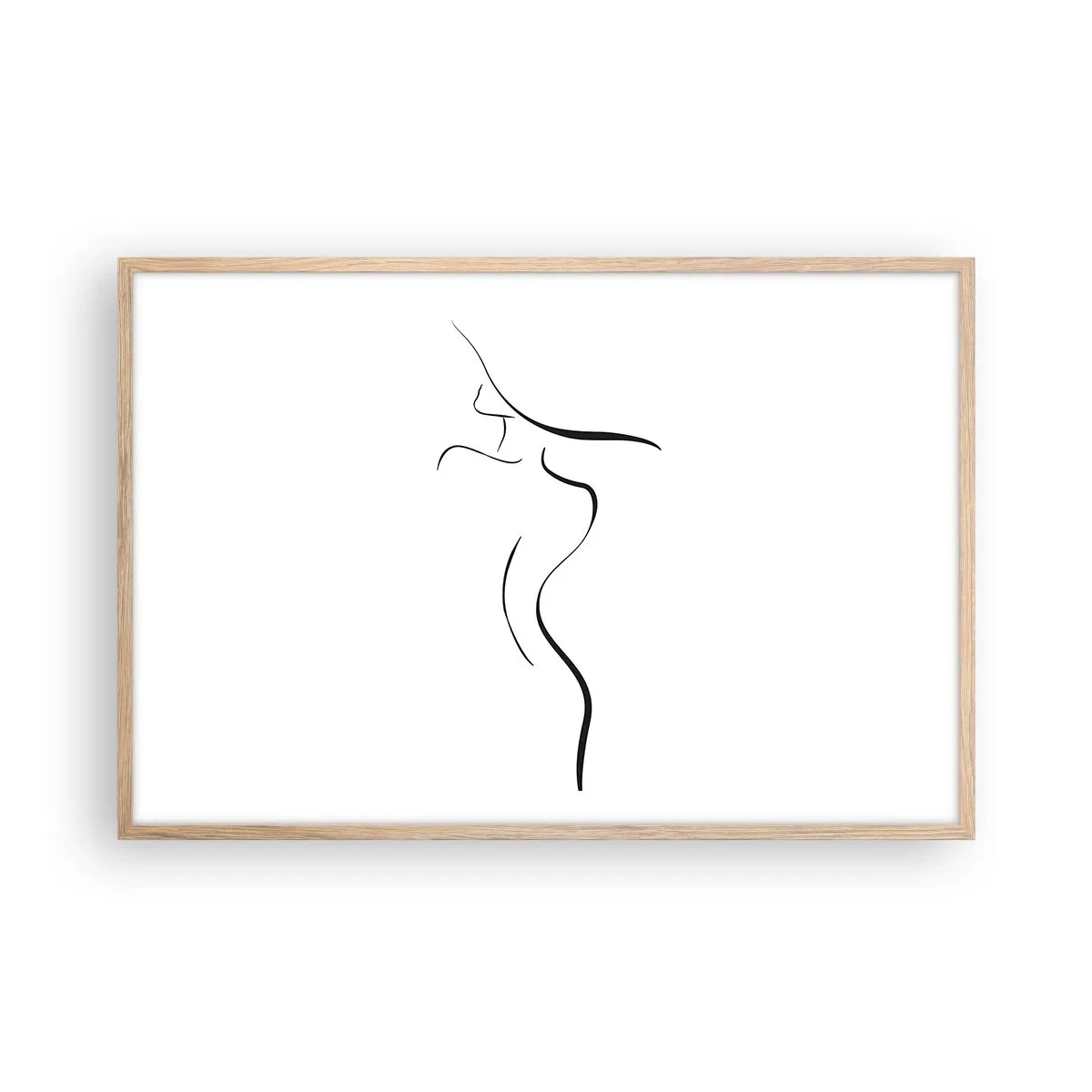 Plakat i ramme af lyst egetræ - Flygtig som en bølge - 91x61 cm