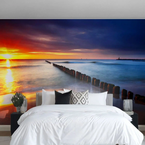 Fototapet Premium Sand - Lyt til stilheden - Landskab, Solnedgang, Strand - 250x175 cm