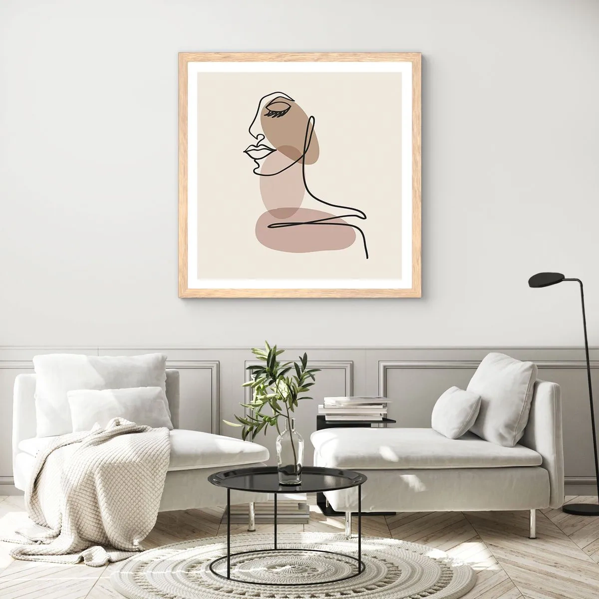 Plakat i ramme af lyst egetræ - Lytter til sig selv - 60x60 cm