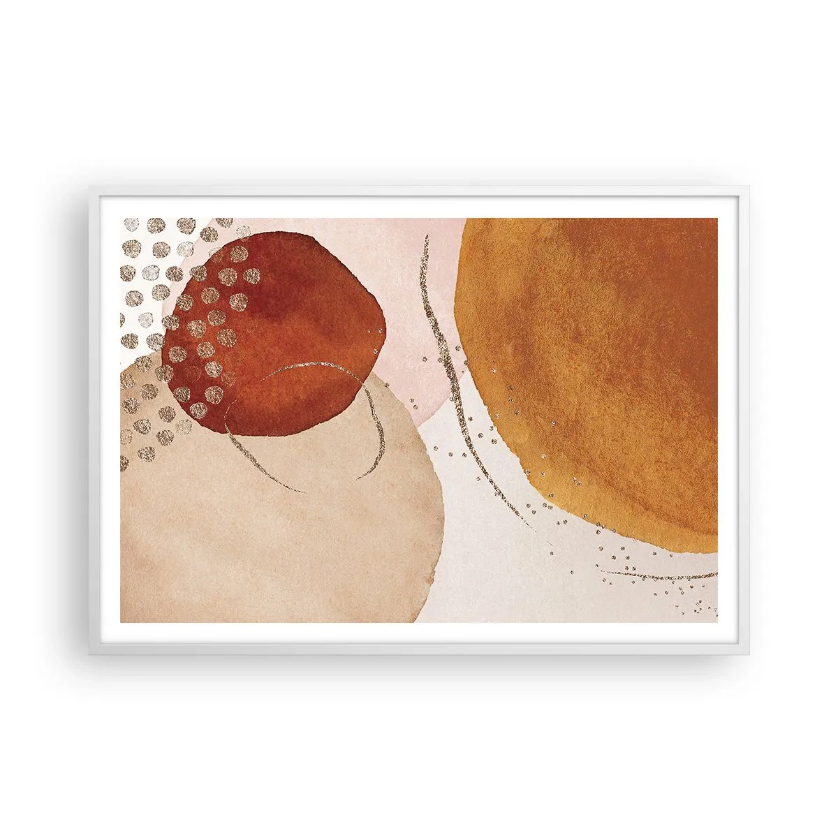 Plakat i hvid ramme - Rundhed og bevægelse - 100x70 cm