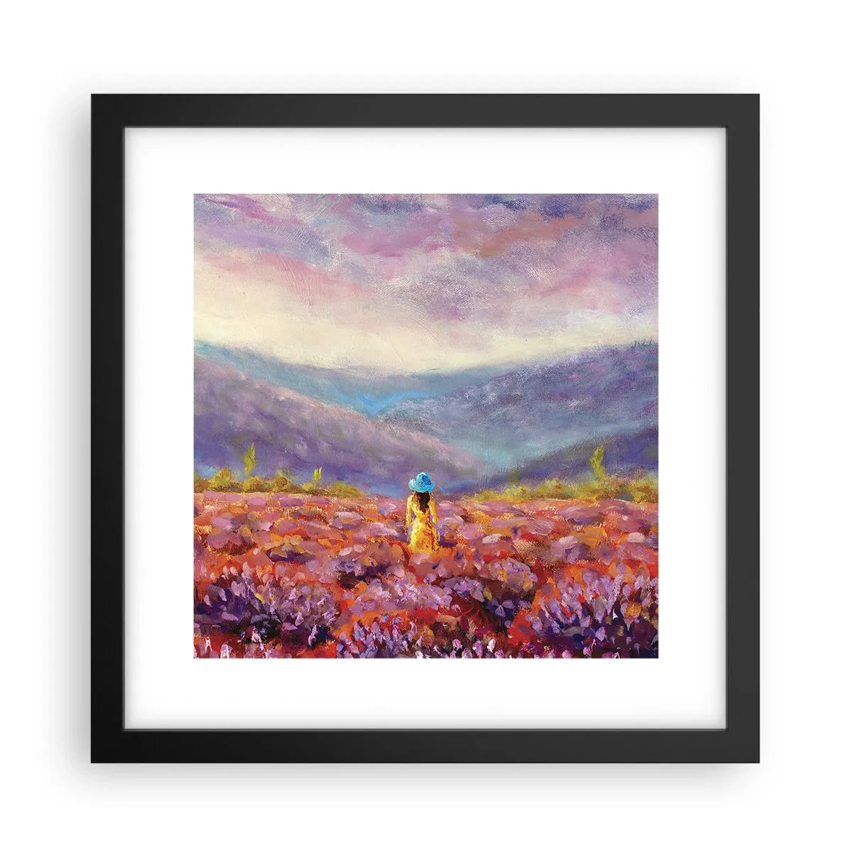 Plakat i sort ramme - I en verden af lavendel - 30x30 cm