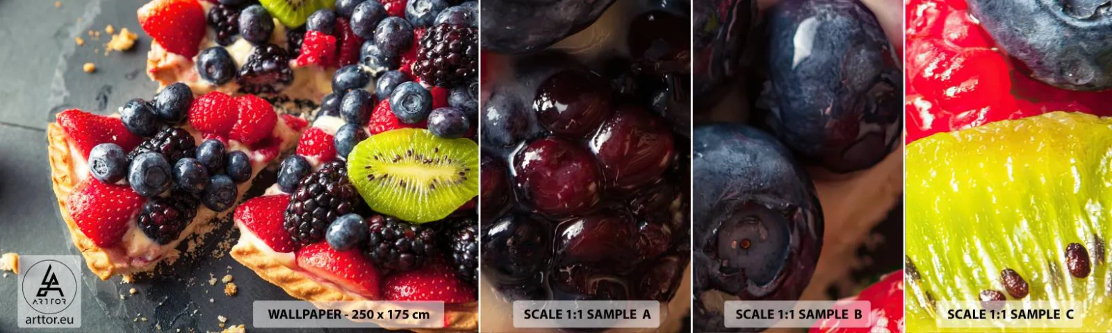 Fototapet Prøve Standard Eco - Dolce vita! - Gastronomi, Tærte med frugter, Kage - 100x30 cm