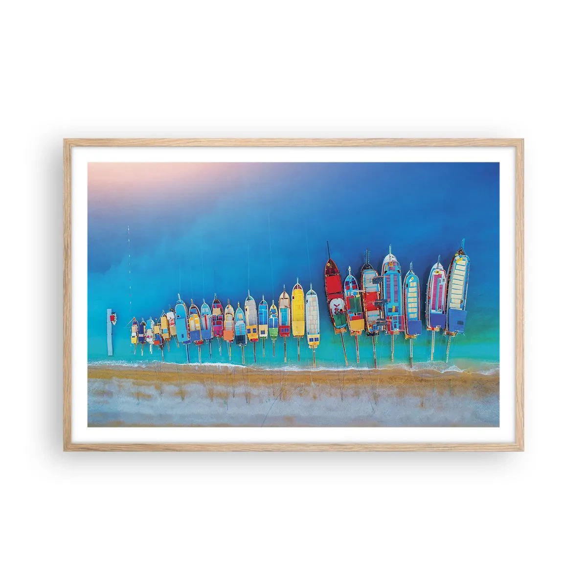 Plakat i ramme af lyst egetræ - Fra et fugleperspektiv - 91x61 cm