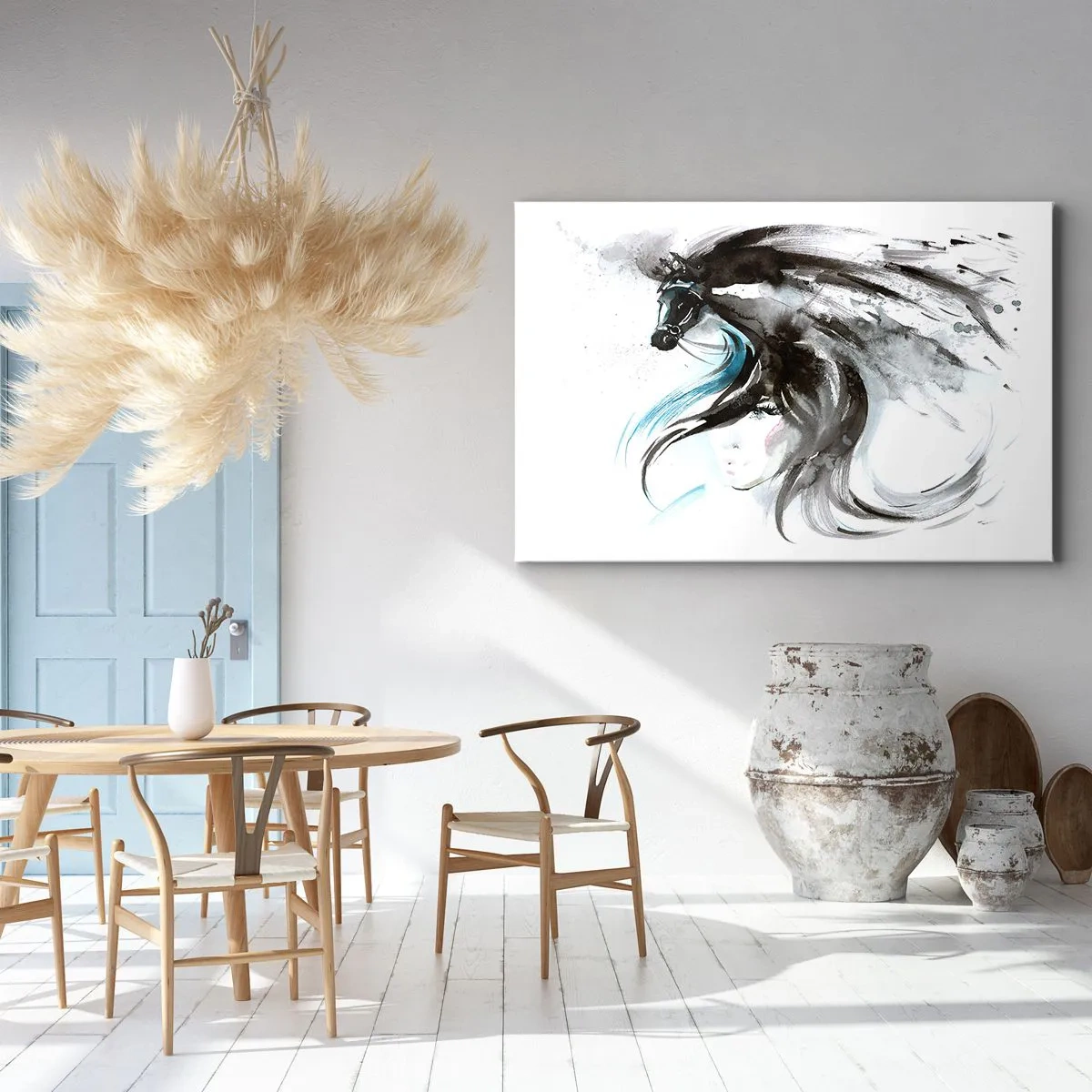Lærredstryk - Billede på lærred - Den sorte prins' galop - 120x80 cm