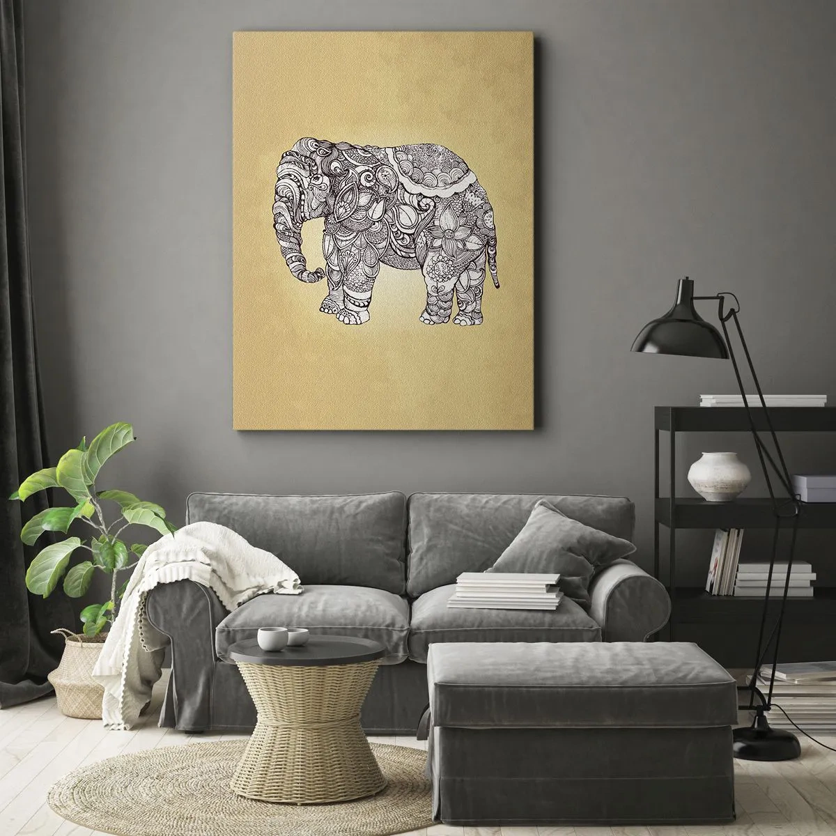 Lærredstryk - Billede på lærred - Elefanten er blevet blind - 50x70 cm