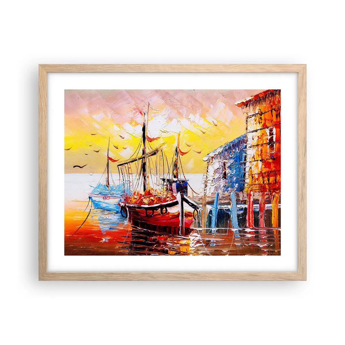 Plakat i ramme af lyst egetræ - Glædelig tilbagevenden - 50x40 cm