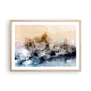 Plakat i ramme af lyst egetræ - Sænket i en tågesvirvel - 70x50 cm