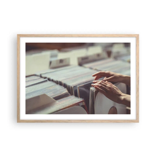 Plakat i ramme af lyst egetræ - På jagt efter følelser - 70x50 cm