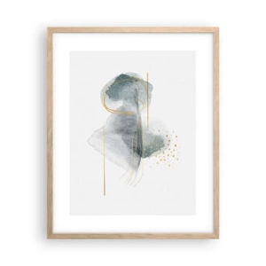 Plakat i ramme af lyst egetræ - Om forholdet mellem grå og guld - 40x50 cm