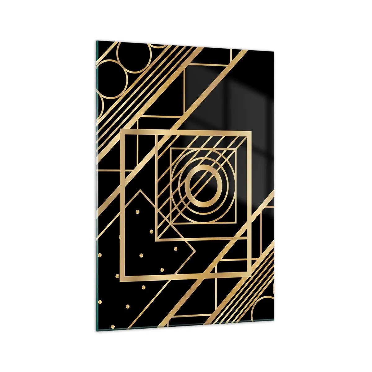 Billede på glas - Gylden geometri - 70x100 cm