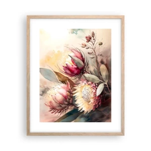 Plakat i ramme af lyst egetræ - I profil og en face - 40x50 cm