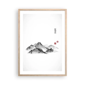 Plakat i ramme af lyst egetræ - Langt væk - 50x70 cm