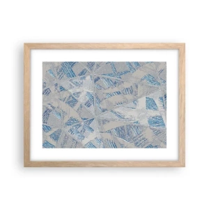 Plakat i ramme af lyst egetræ - I en gråblå labyrint - 40x30 cm