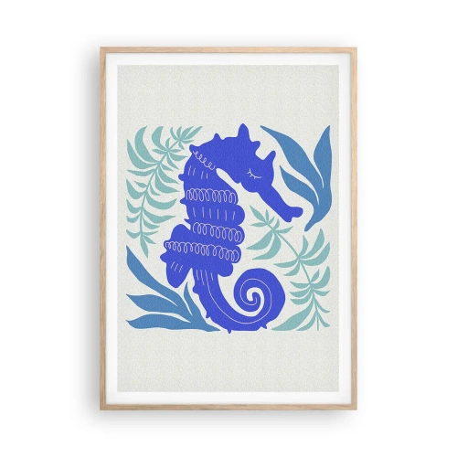 Plakat i ramme af lyst egetræ - På en eng under vandet - 70x100 cm