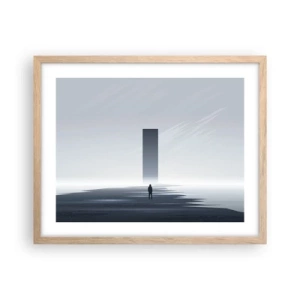 Plakat i ramme af lyst egetræ - Mulighed eller trussel? - 50x40 cm