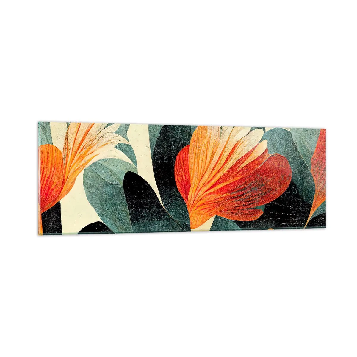 Billede på glas - Varmen fra troperne og køligheden fra det grønne - 90x30 cm