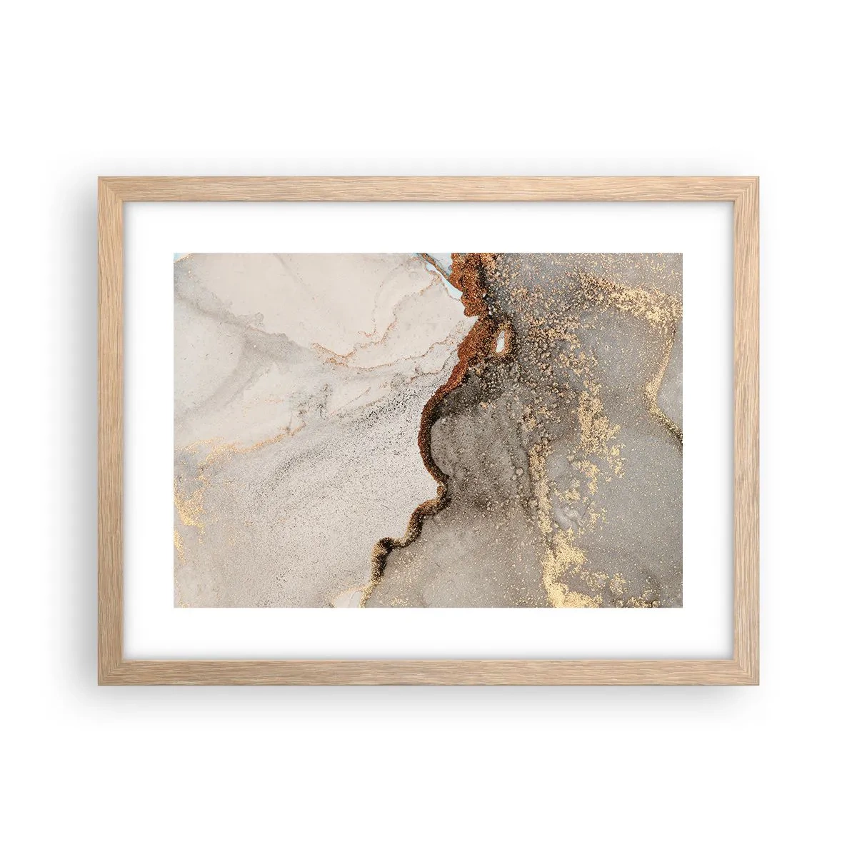 Plakat i ramme af lyst egetræ - På farvegrænsen - 40x30 cm