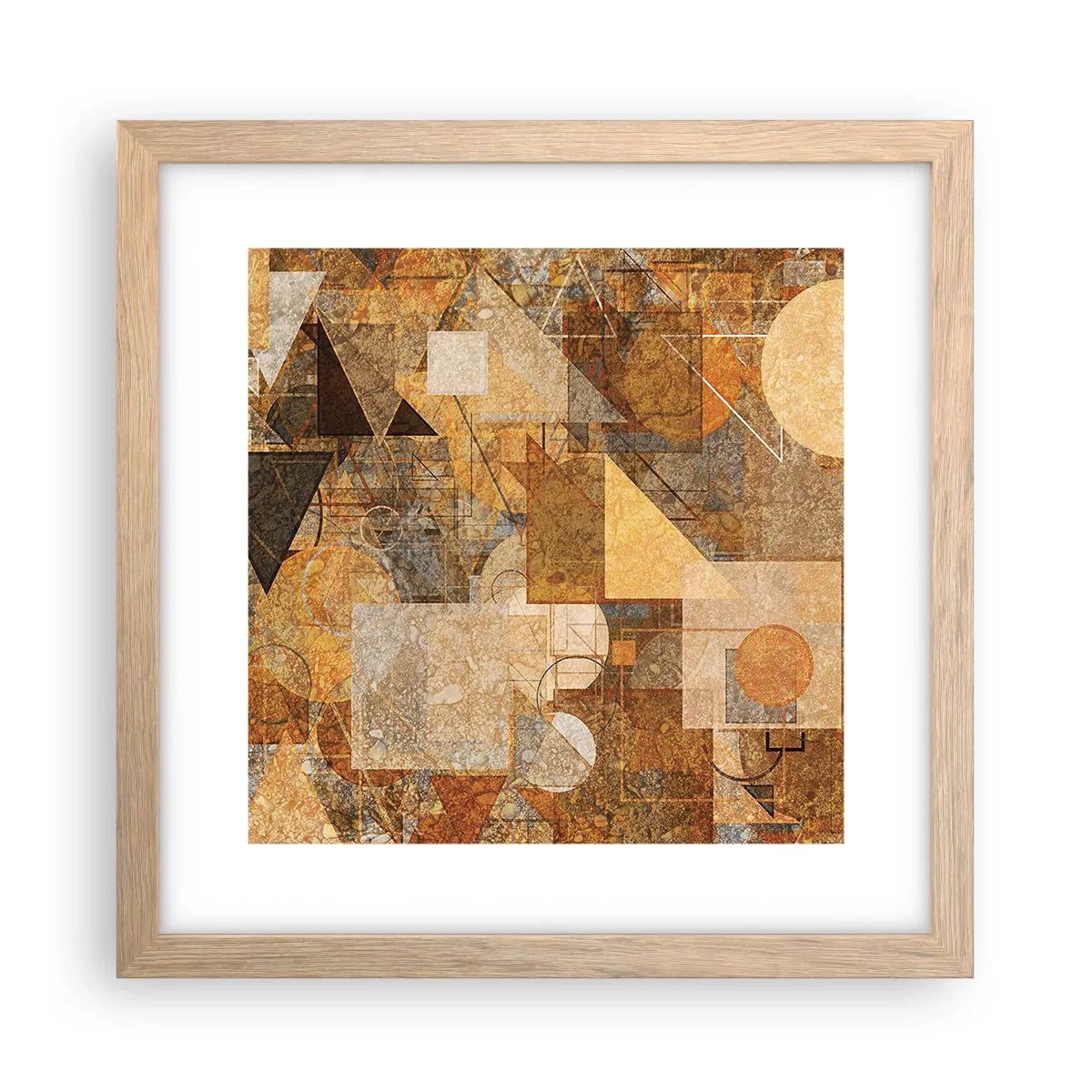 Plakat i ramme af lyst egetræ - Kubistisk bronzeundersøgelse - 30x30 cm