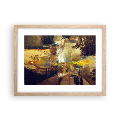 Plakat i ramme af lyst egetræ - Kold, varm, meget varm - 40x30 cm