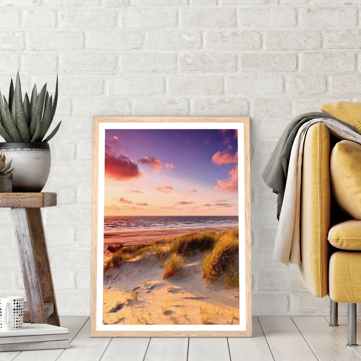 Plakat i ramme af lyst egetræ - Luften dufter allerede af sommer - 70x100 cm