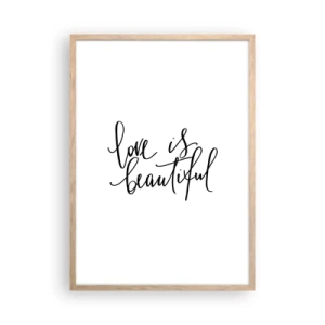 Plakat i ramme af lyst egetræ - Læs og gentag - 50x70 cm